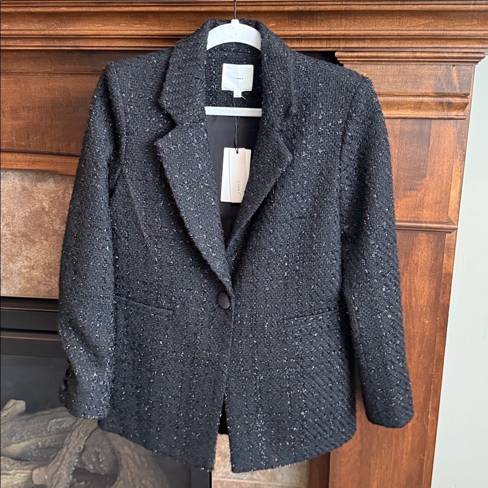 A Loves A black metallic tweed single button blazer jacket NWT size Small